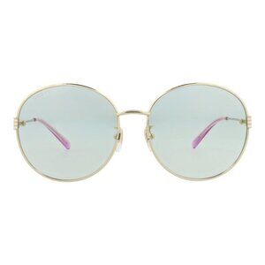 New Authentic Gucci Womens Round/Oval Gold Gold Green Fashion Designer Sunglasse